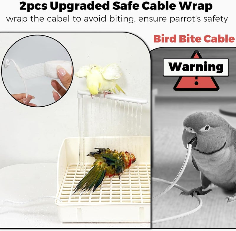 Jevnd Automatic Parakeet Bird Bath with Pump, Large Bird Shower Fountain Indoor Bathtub with Running Water, Parrot Bath Tub Faucet for Pet Birds, African Grey, Cockatiel, Conure, Budgie, Lovebird - Image 2